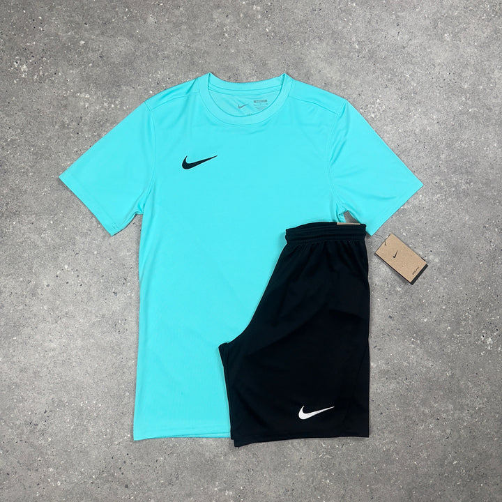 Nike Dri-Fit T-Shirt Turqoise & Nike Dri-Fit Shorts Black Set