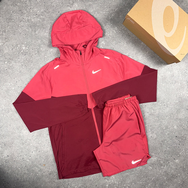 Nike UV Windbreaker Jacket & Nike 7” Challenger Shorts Set Adobe Red