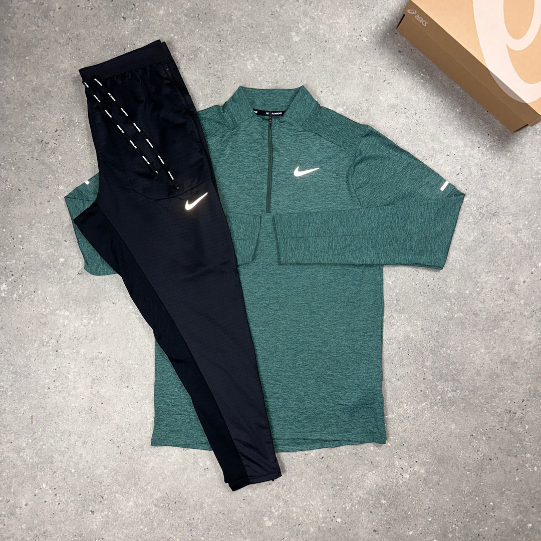 Nike Element Half Zip Vintage Green & Nike Phenom Bottoms Black Set