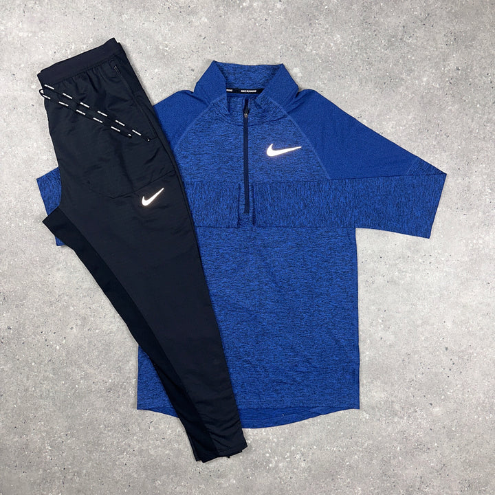 Nike Element Half Zip Blue & Phenom Bottoms Black Set