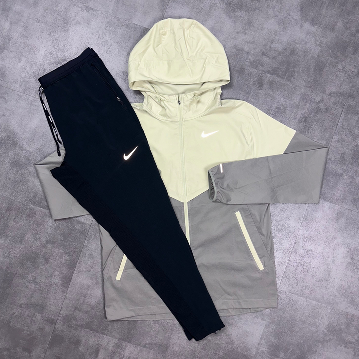 Nike UV Windbreaker Olive & Nike Phenom Bottoms Black Set