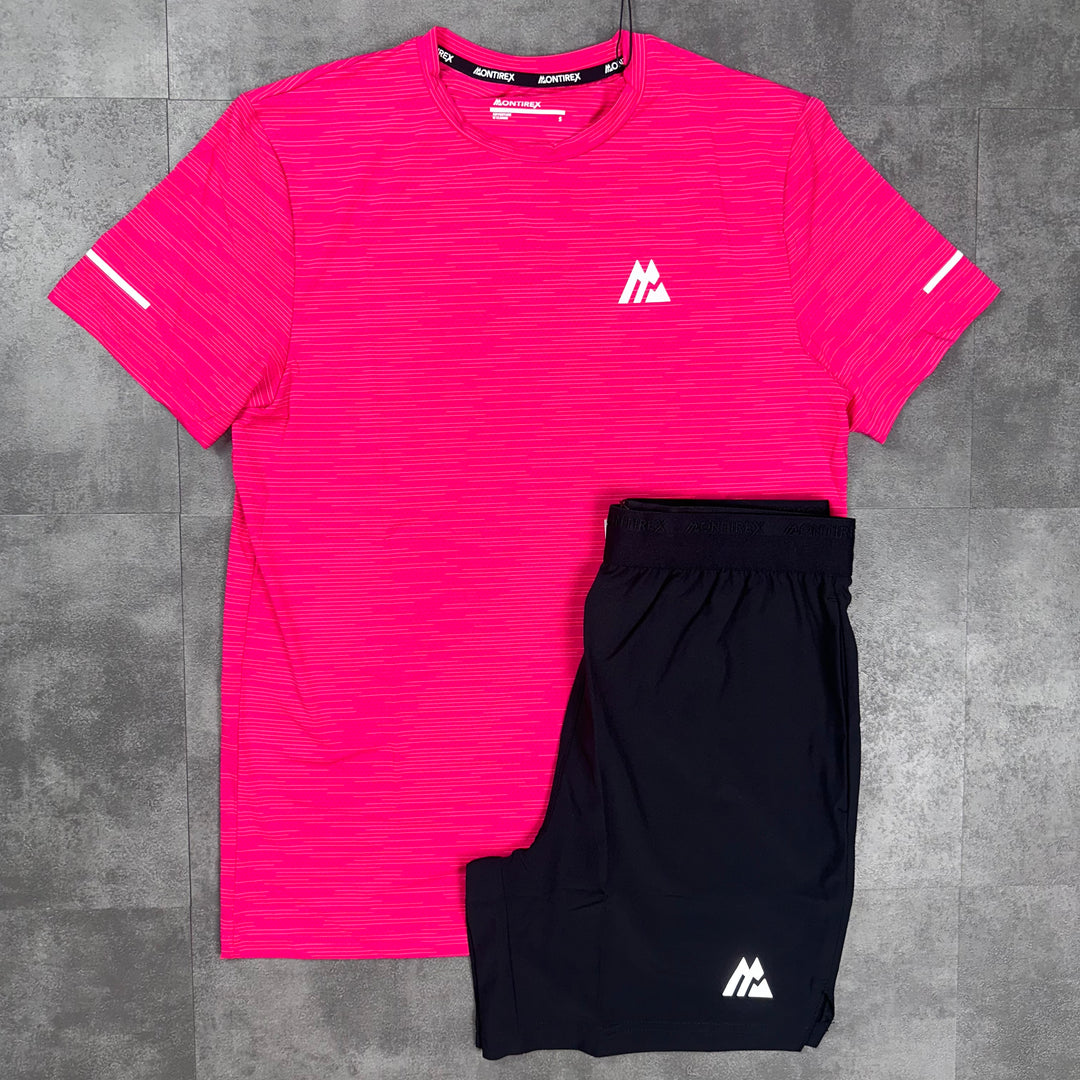 Montirex T-Shirt Pink & Montirex Black 7" Stride Shorts Set