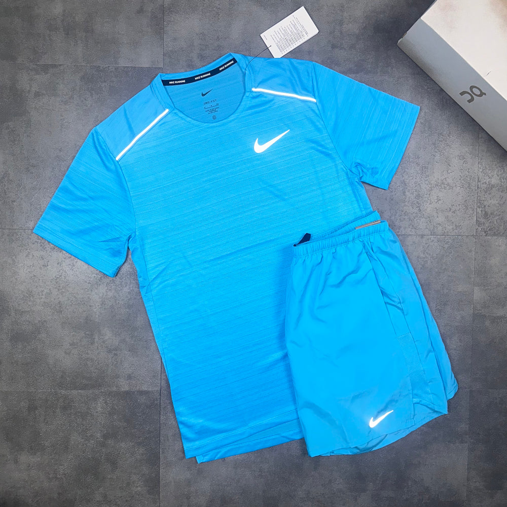 Nike Miler T-Shirt Baltic Blue & Nike Challenger 7" Short Set - side pic 