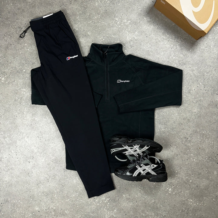 Berghaus Arnside Fleece 1/4 Zip Black & Black Theran Bottoms Set