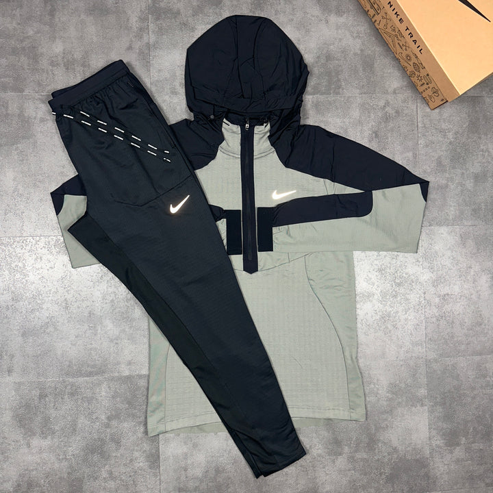 Nike Thermal Zip Jade & Phenom Bottoms Black Set