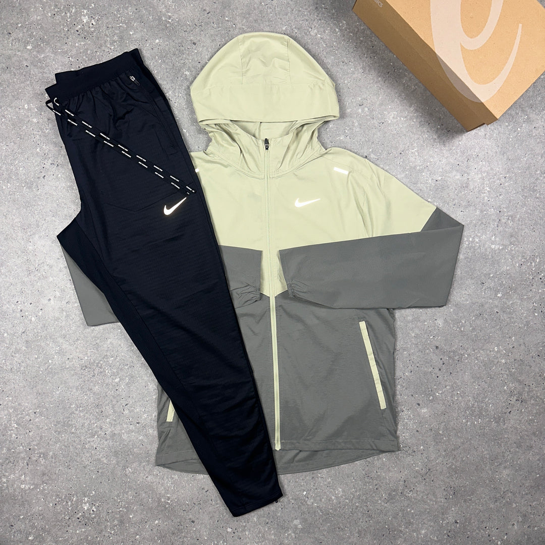 Nike UV Windbreaker Olive & Nike Phenom Bottoms Black Set