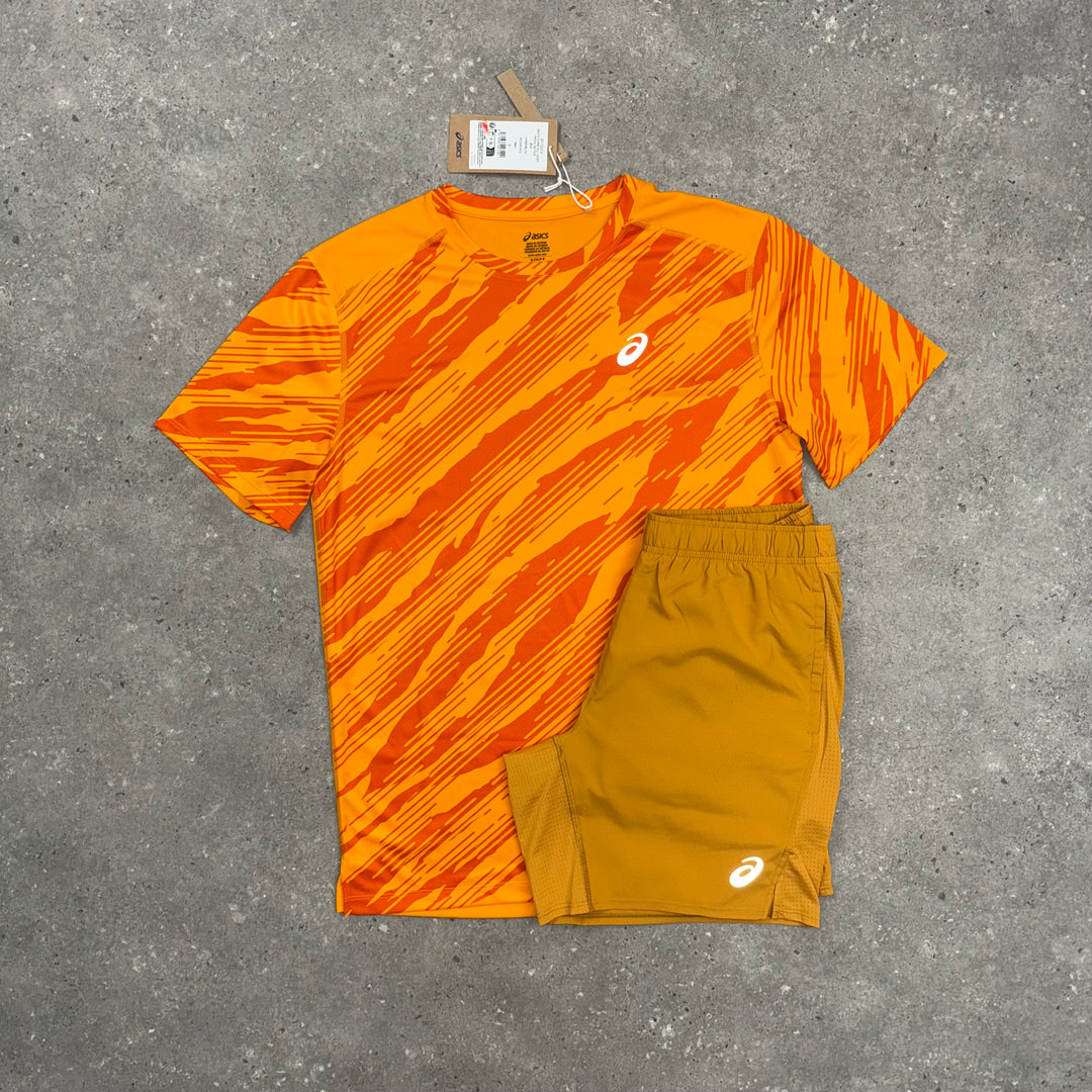 ASICS ALL OVER T-SHIRT & SHORTS SET YAMABUKI / SANDSTORM