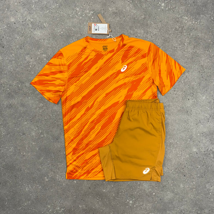 ASICS ALL OVER T-SHIRT & SHORTS SET YAMABUKI / SANDSTORM