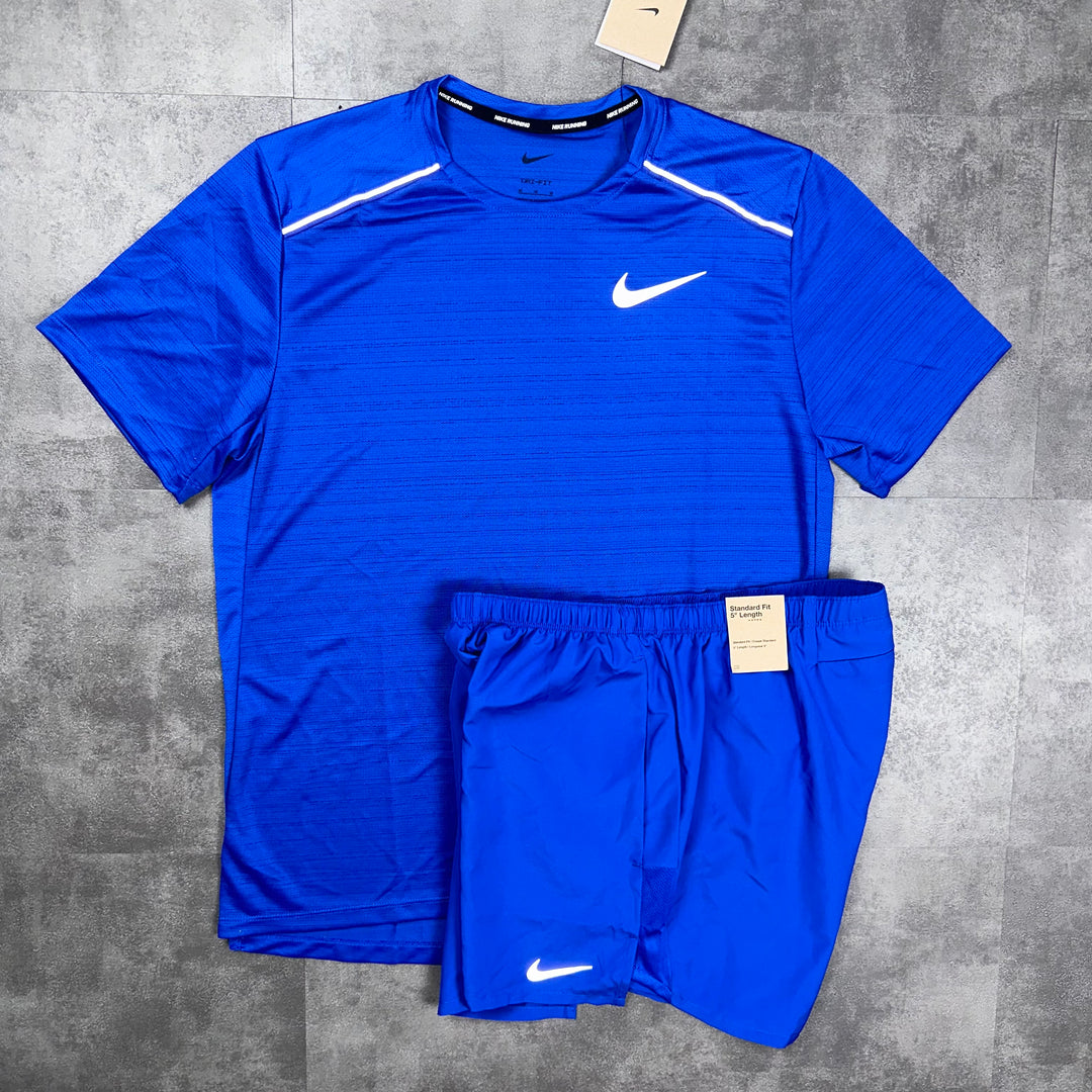 Nike Miler T-Shirt & Nike Challenger 5" Flex Shorts Set Royal Blue