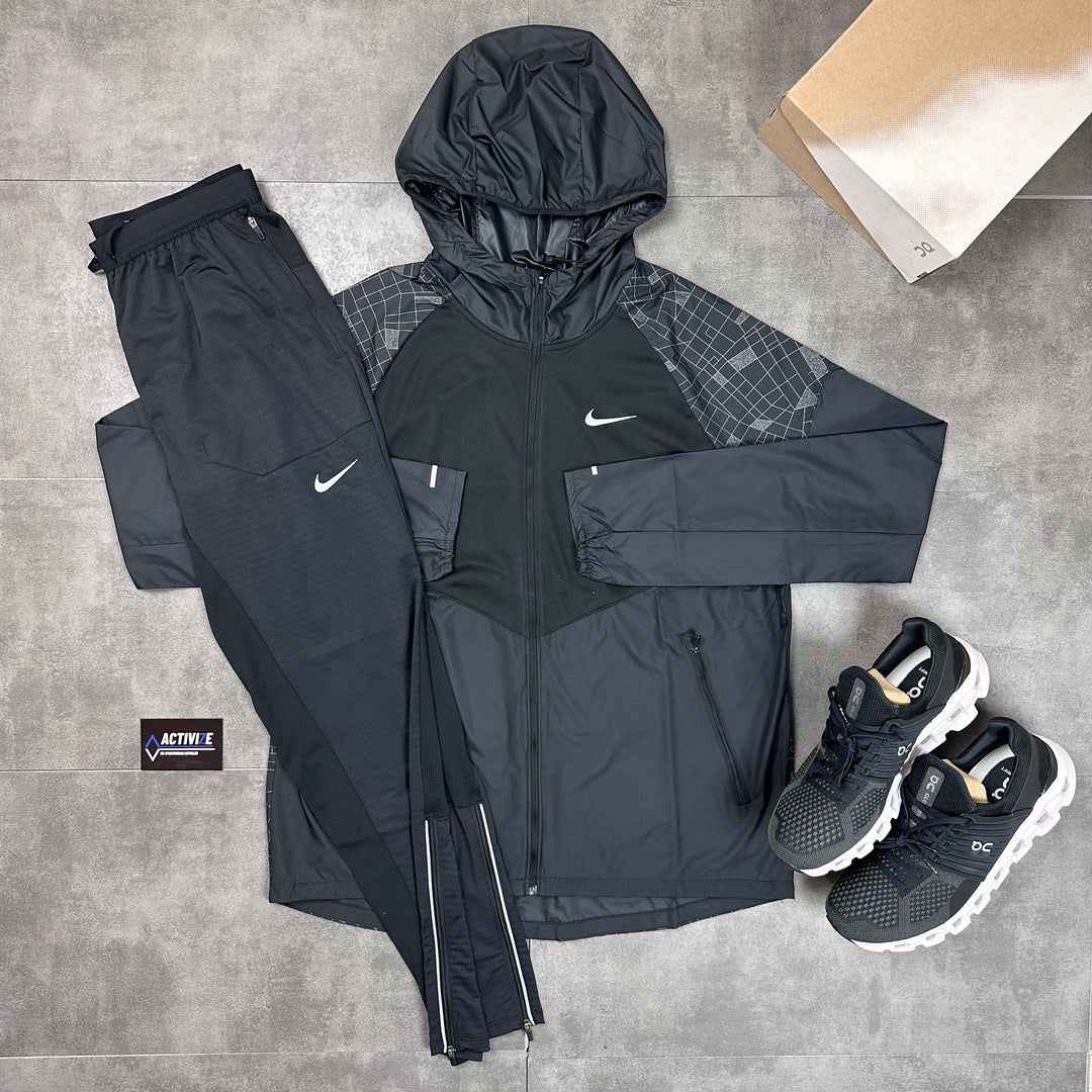 Nike Black Repel Windbreaker Jacket & Phenom Bottoms Set - side pic 
