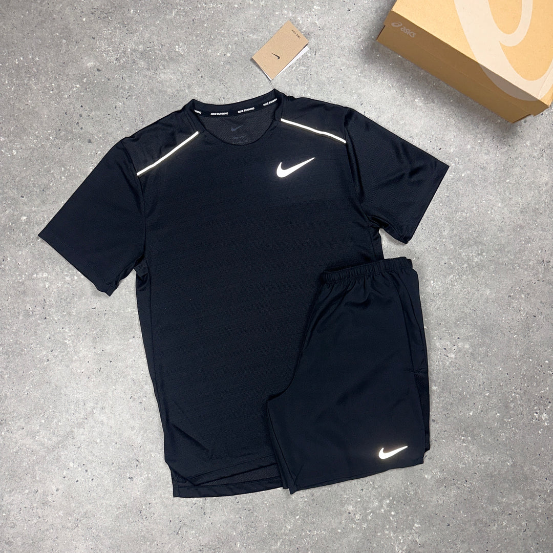 Nike Miler T-Shirt Black & Nike Challenger 7" Short Set Black