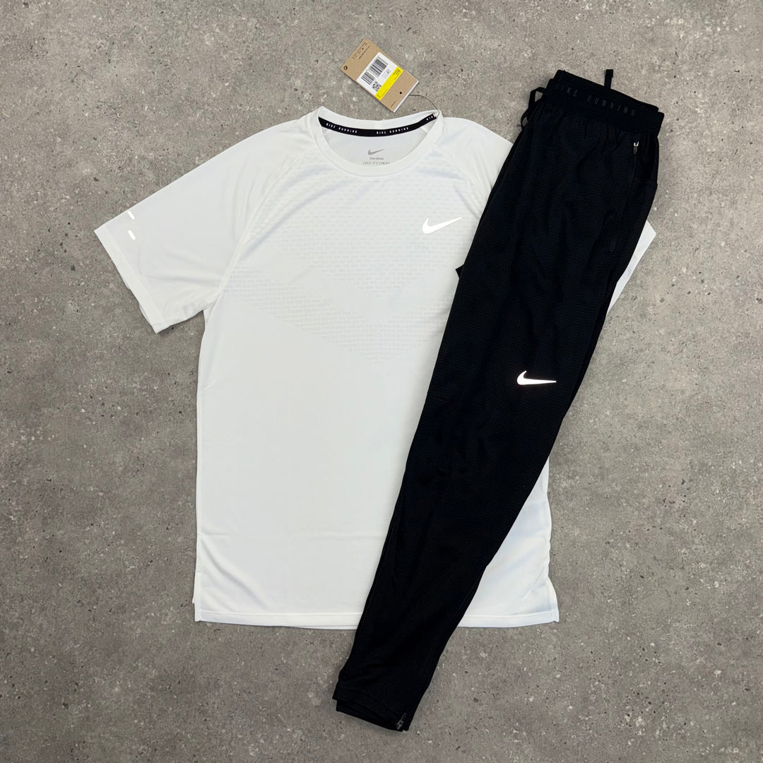NIKE ADV STRIDE T-SHIRT & PANT SET - WHITE/BLACK