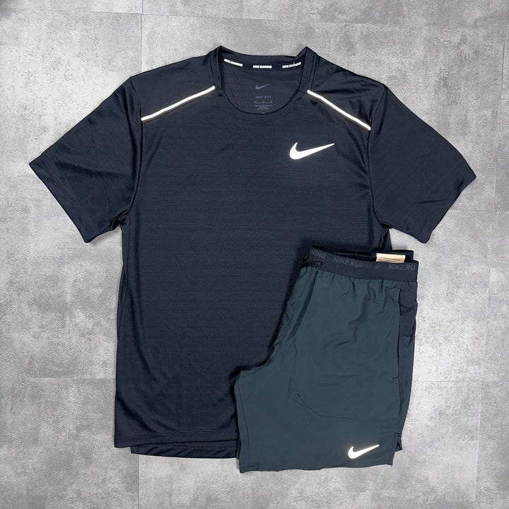 Nike Miler T-Shirt & Nike Flex 7" Short Set Black