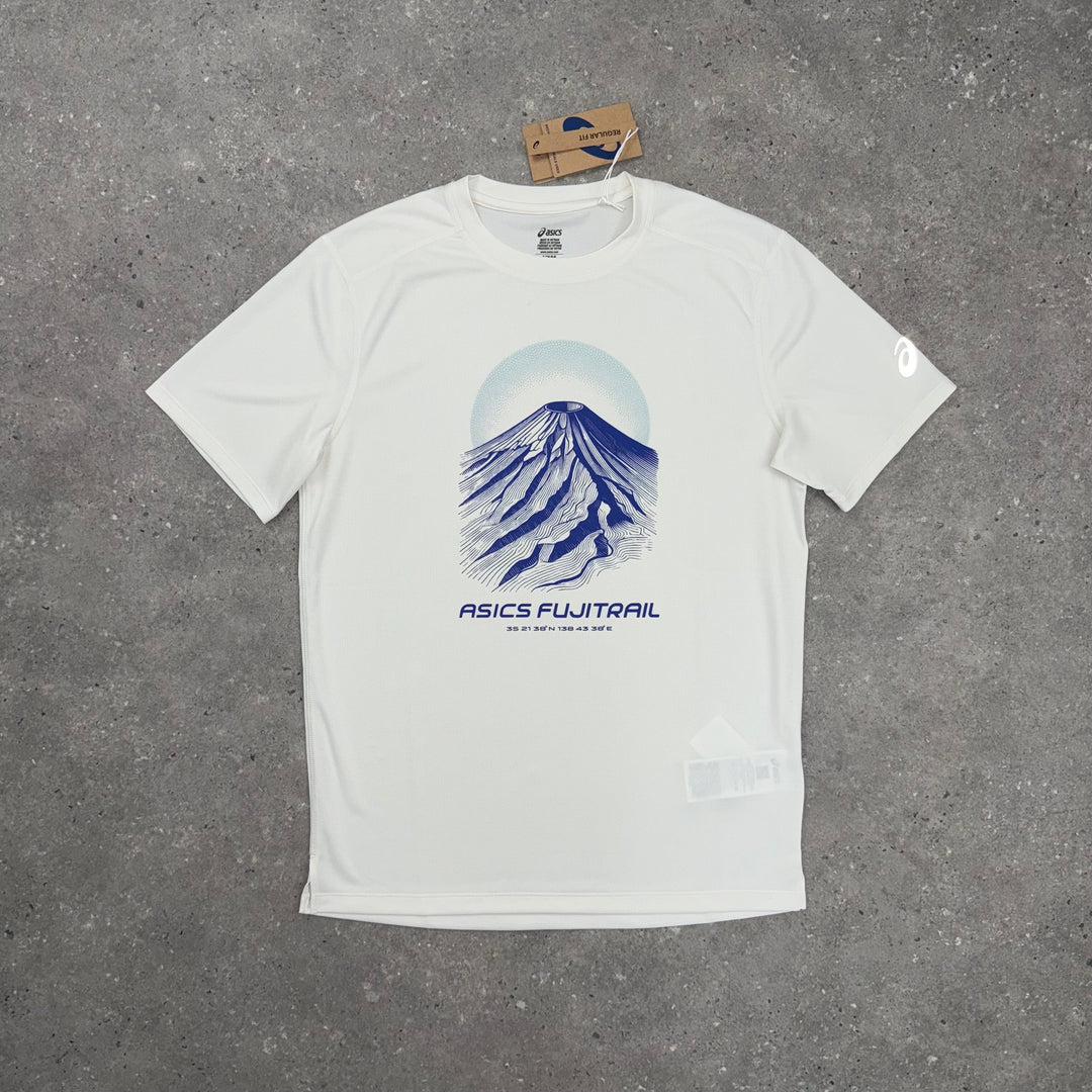 ASICS FUJITRAIL T-SHIRT - CREAM / COBALT