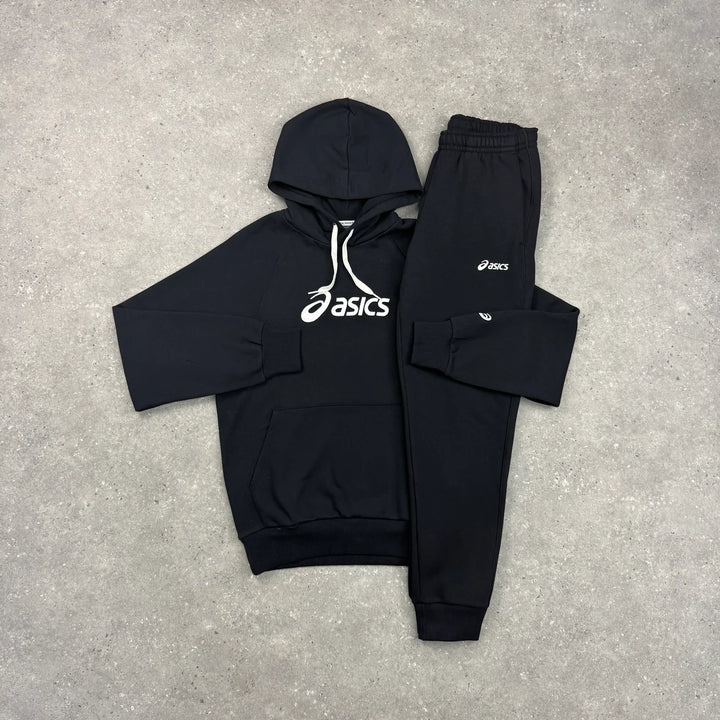 ASICS FLEECE PULLOVER TRACKSUIT - BLACK