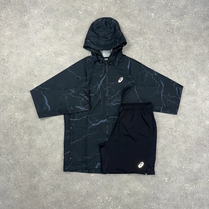ASICS ENCHANTED WINDRUNNER JACKET & CORE 7” SHORT SET - BLACK